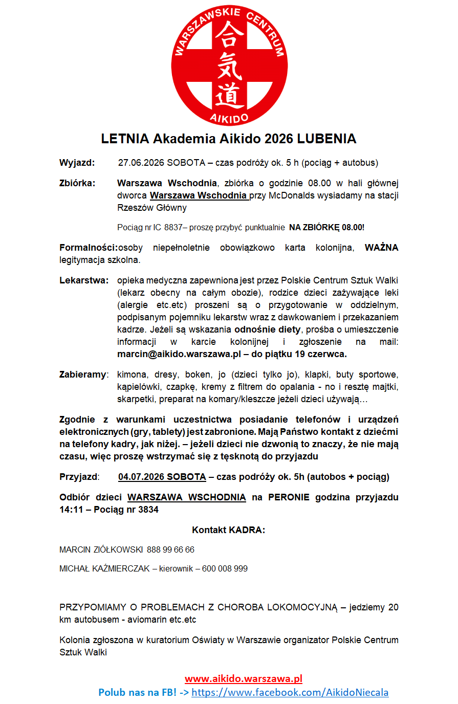 Szczegóły obozu 2023 WCA